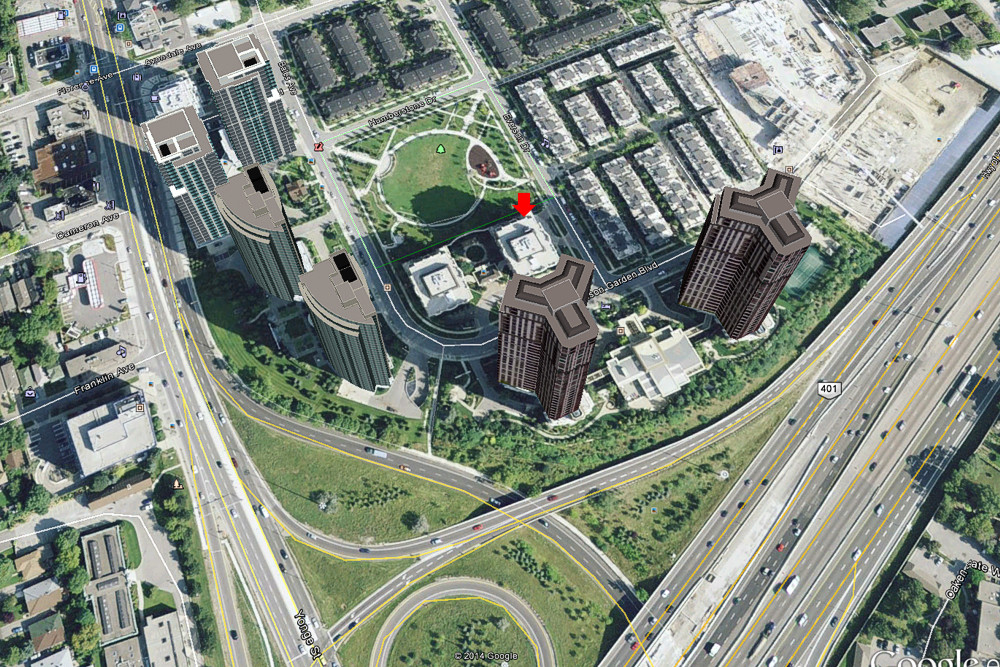 55 Harrison Garden Blvd. is marked by red arrow
